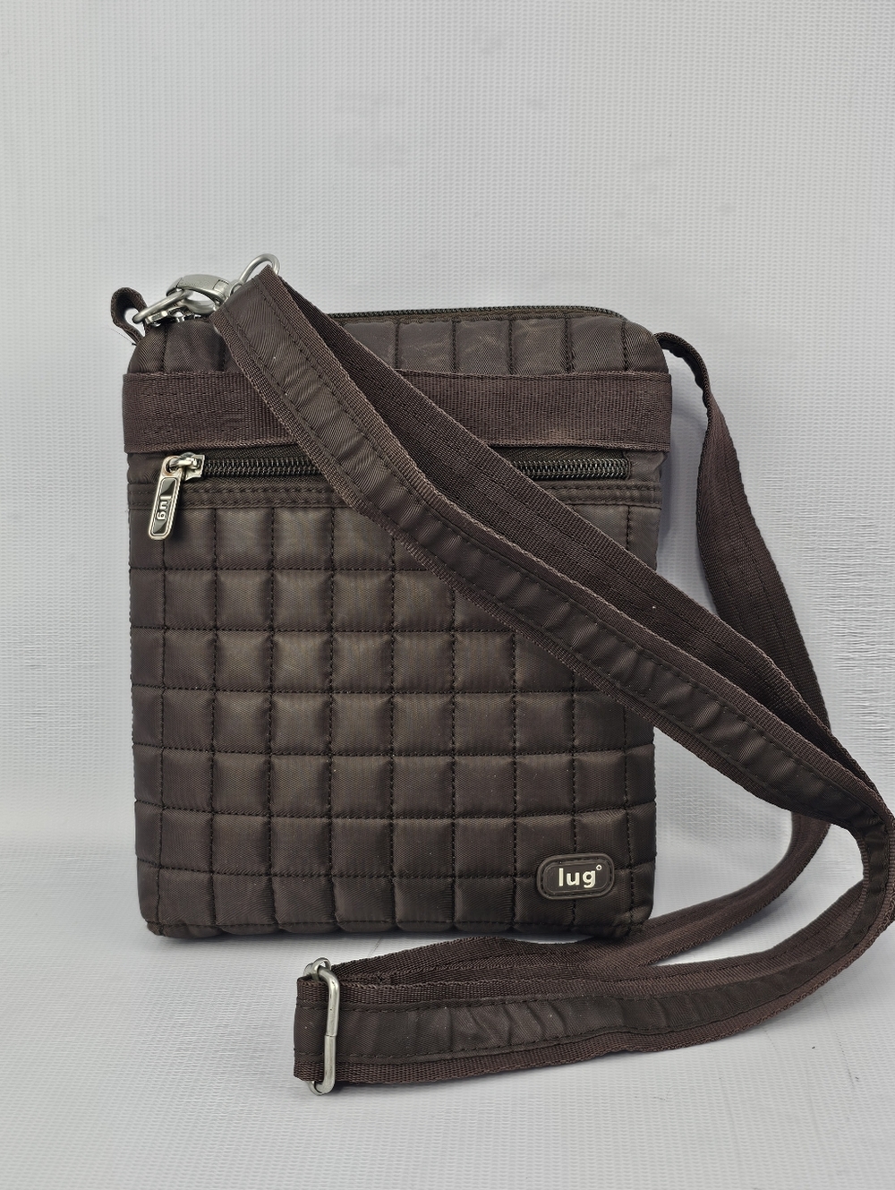 Lug Skipper Quilted Crossbody Shoulder Pouch Bag Small Brown